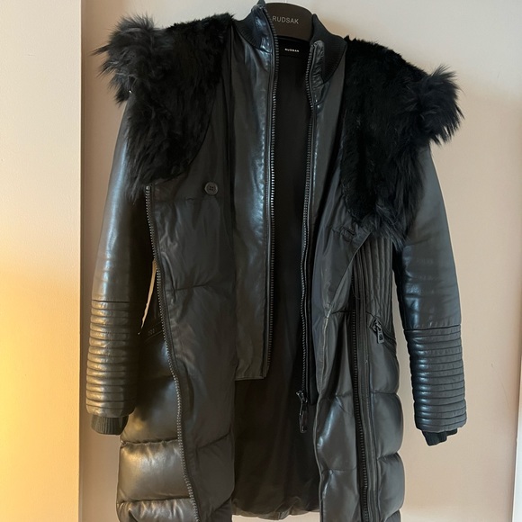 RUDSAK black leather down puffer - Picture 4 of 4